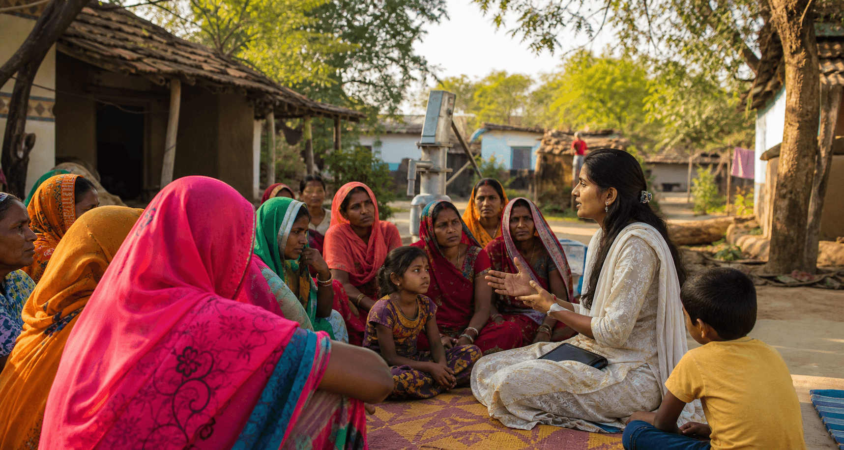 Indian rural community development meeting