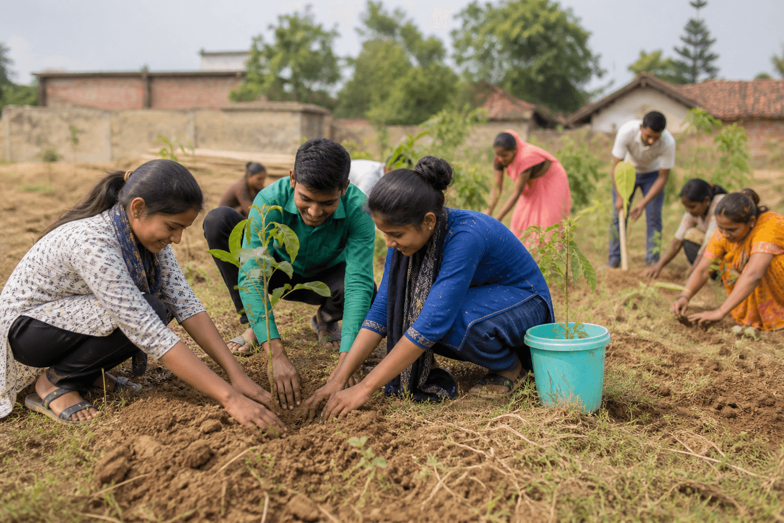 Indian rural plantation drive